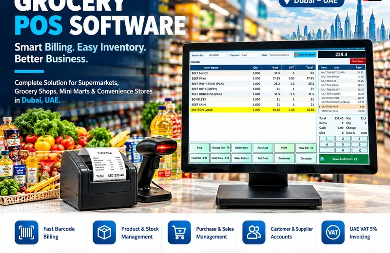 Grocery POS software interface for UAE retail billing and inventory