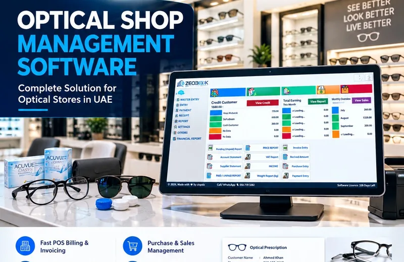 Optical shop management software with billing, stock and prescription workflows