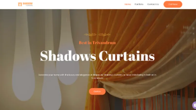 Screenshot of the Shadows Curtains website