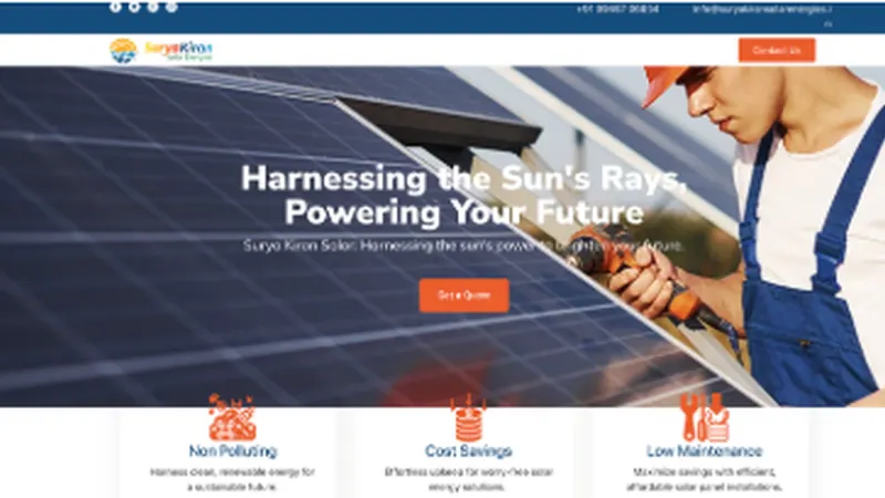 Screenshot of the Suryakiran Solar Energies website
